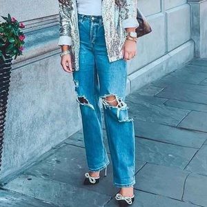 Super High Rise Distressed Straight Jeans 8